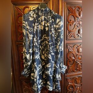 Parker Navy and Cream Floral Dress NWT